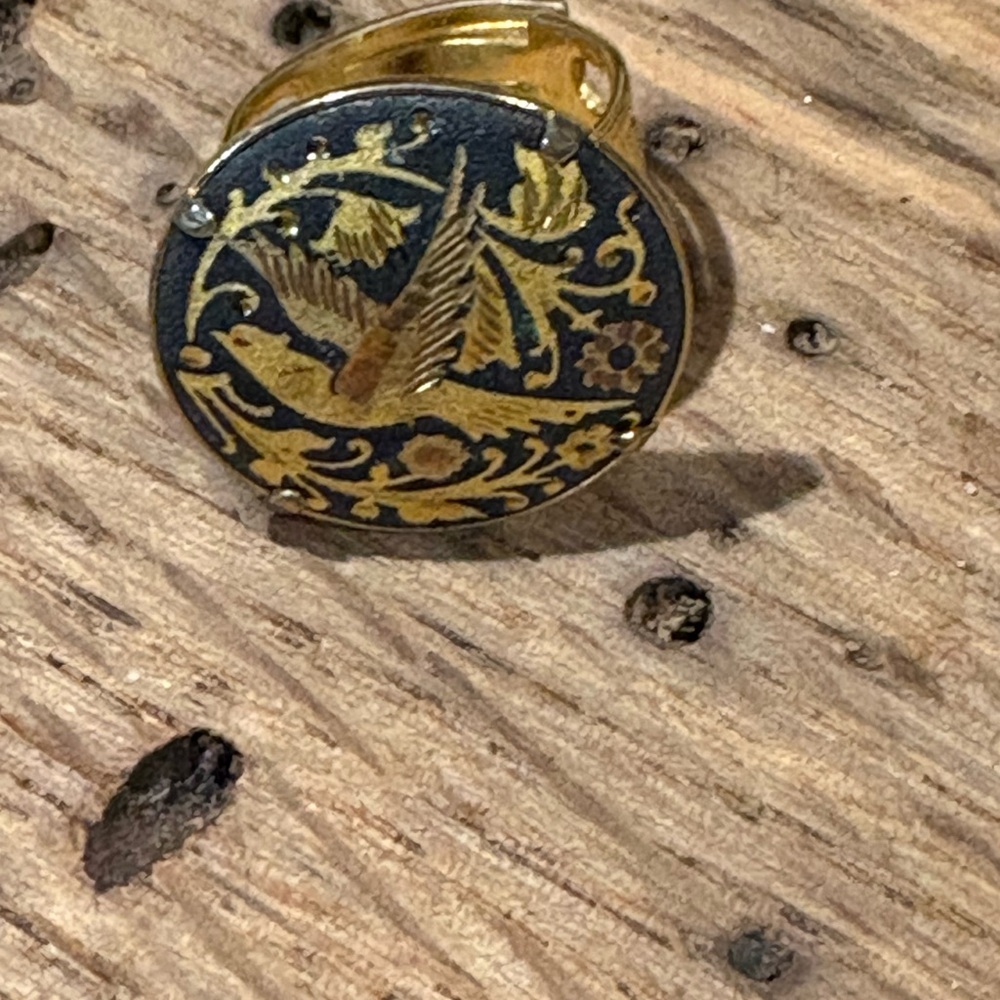 Gold and Black Bird Ring